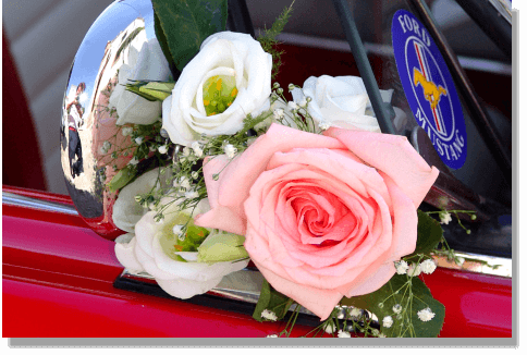 Ornamentación para coche de boda
